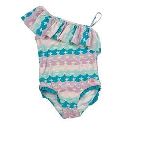 RuffleButts Asymmetrical Pattern Swimsuit